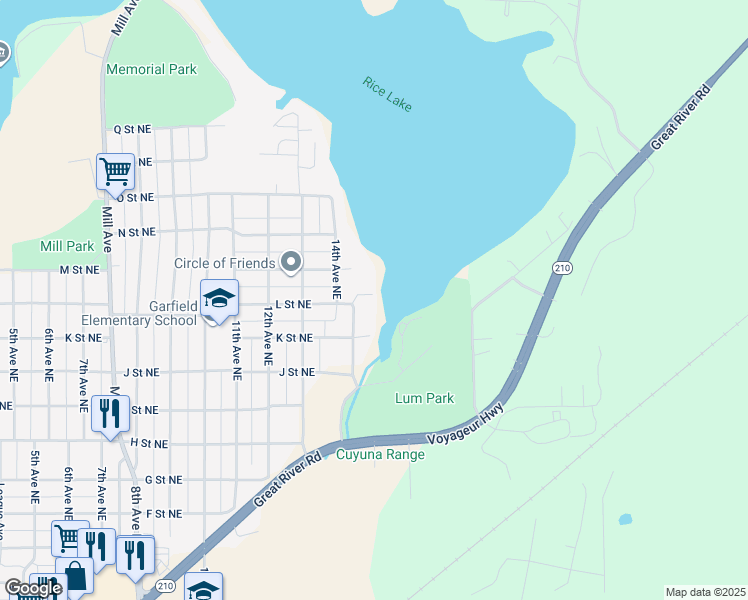 map of restaurants, bars, coffee shops, grocery stores, and more near 1208 15th Avenue Northeast in Brainerd
