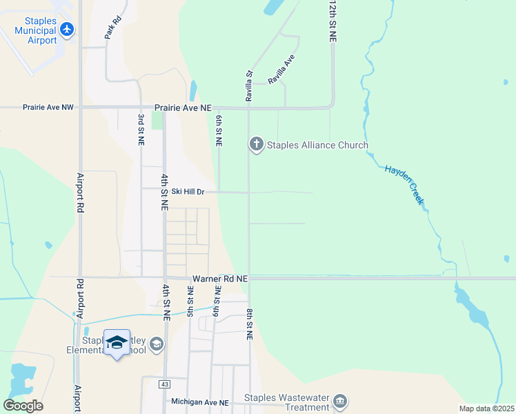 map of restaurants, bars, coffee shops, grocery stores, and more near 1430 8th Street Northeast in Staples