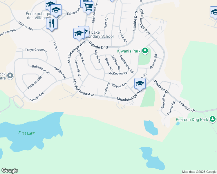 map of restaurants, bars, coffee shops, grocery stores, and more near 7 Dunn Road in Elliot Lake