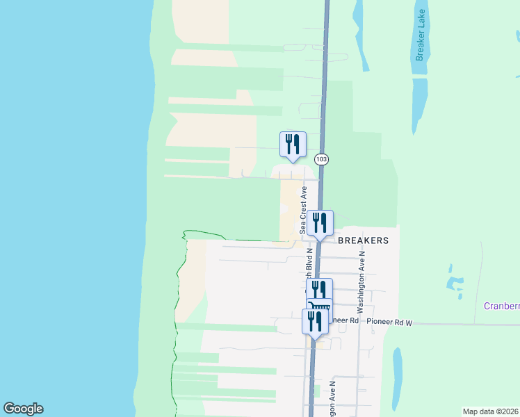 map of restaurants, bars, coffee shops, grocery stores, and more near 140 28th Street Northwest in Long Beach