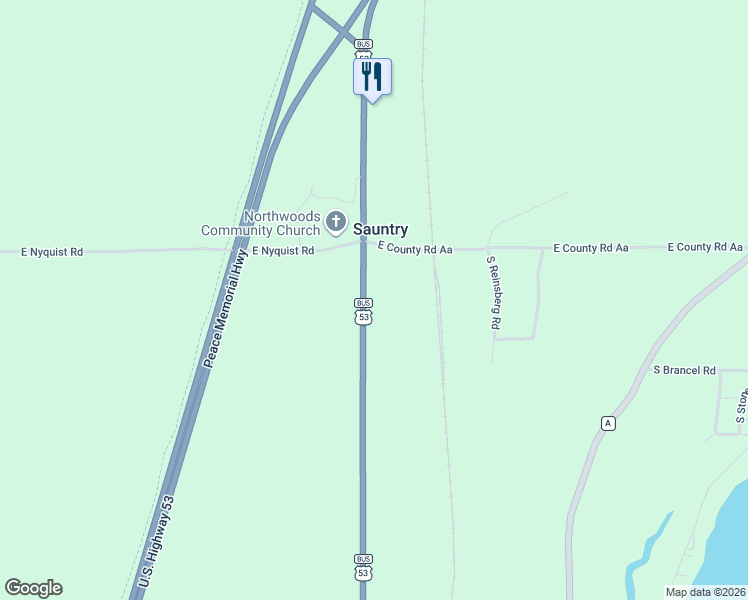 map of restaurants, bars, coffee shops, grocery stores, and more near 10844 U.S. 53 in Solon Springs