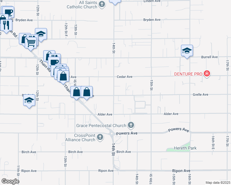 map of restaurants, bars, coffee shops, grocery stores, and more near 3539 14th Street in Lewiston
