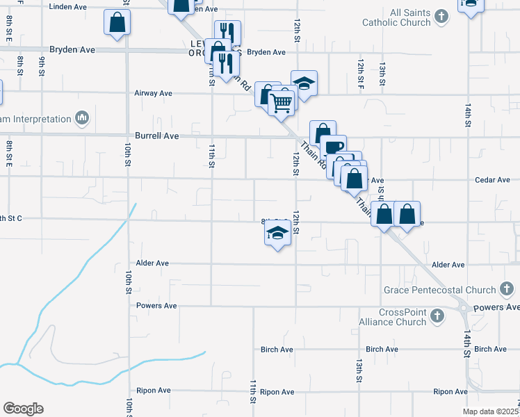 map of restaurants, bars, coffee shops, grocery stores, and more near 3526 11th Street D in Lewiston