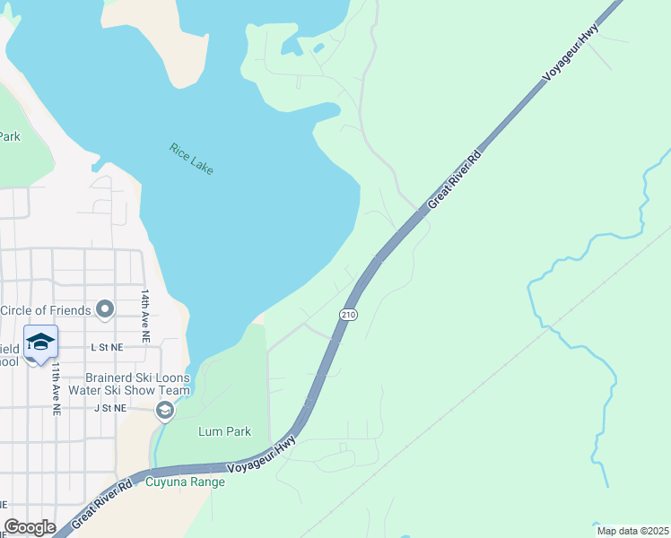 map of restaurants, bars, coffee shops, grocery stores, and more near 14935 Wonderland Park Road in Brainerd