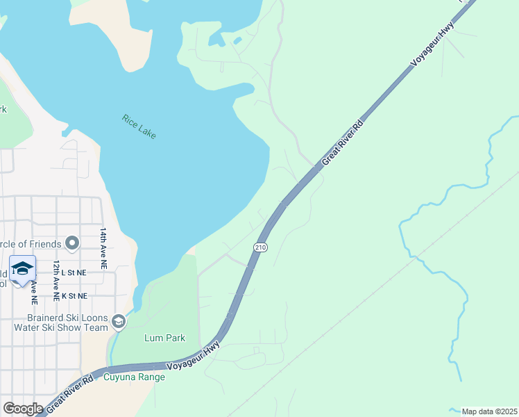 map of restaurants, bars, coffee shops, grocery stores, and more near 14935 Wonderland Park Road in Brainerd