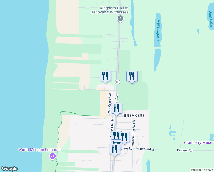 map of restaurants, bars, coffee shops, grocery stores, and more near 130 28th Street Northwest in Long Beach