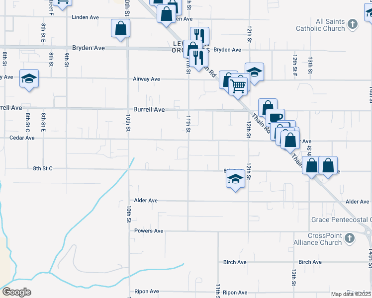 map of restaurants, bars, coffee shops, grocery stores, and more near 3526 11th Street in Lewiston