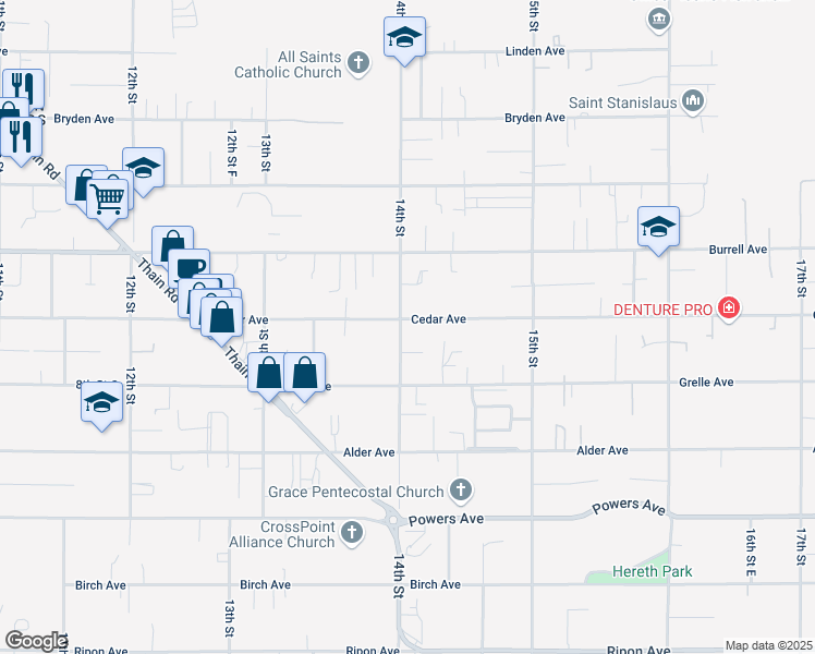 map of restaurants, bars, coffee shops, grocery stores, and more near 3521 14th Street in Lewiston