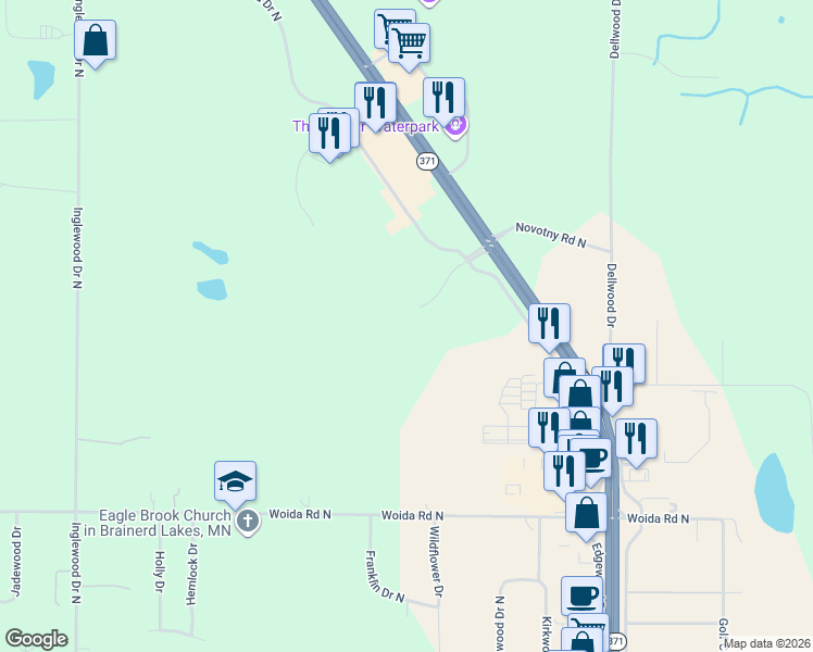 map of restaurants, bars, coffee shops, grocery stores, and more near in Baxter