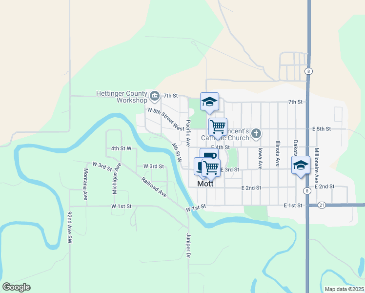 map of restaurants, bars, coffee shops, grocery stores, and more near 336 Pacific Avenue in Mott