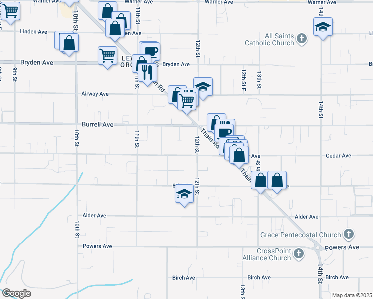 map of restaurants, bars, coffee shops, grocery stores, and more near 3510 12th Street in Lewiston