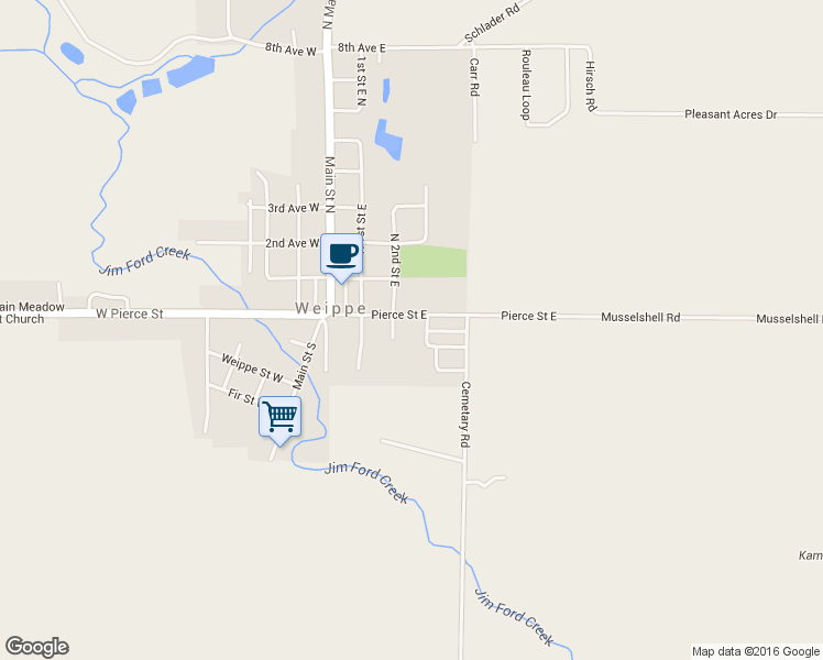 map of restaurants, bars, coffee shops, grocery stores, and more near 309 East Pierce Street in Weippe