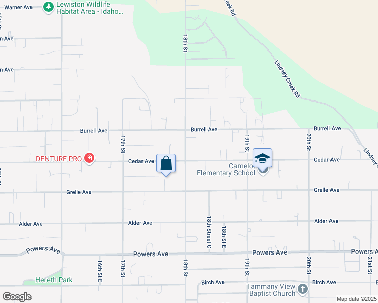 map of restaurants, bars, coffee shops, grocery stores, and more near 3515 18th Street in Lewiston