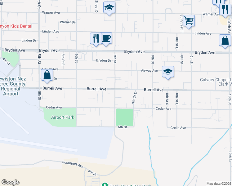 map of restaurants, bars, coffee shops, grocery stores, and more near in Lewiston