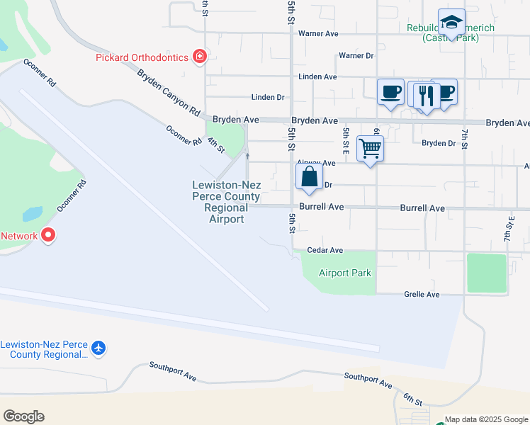 map of restaurants, bars, coffee shops, grocery stores, and more near 428 Burrell Avenue in Lewiston