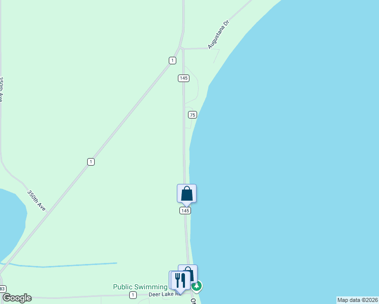 map of restaurants, bars, coffee shops, grocery stores, and more near 28543 County Highway 145 in Battle Lake