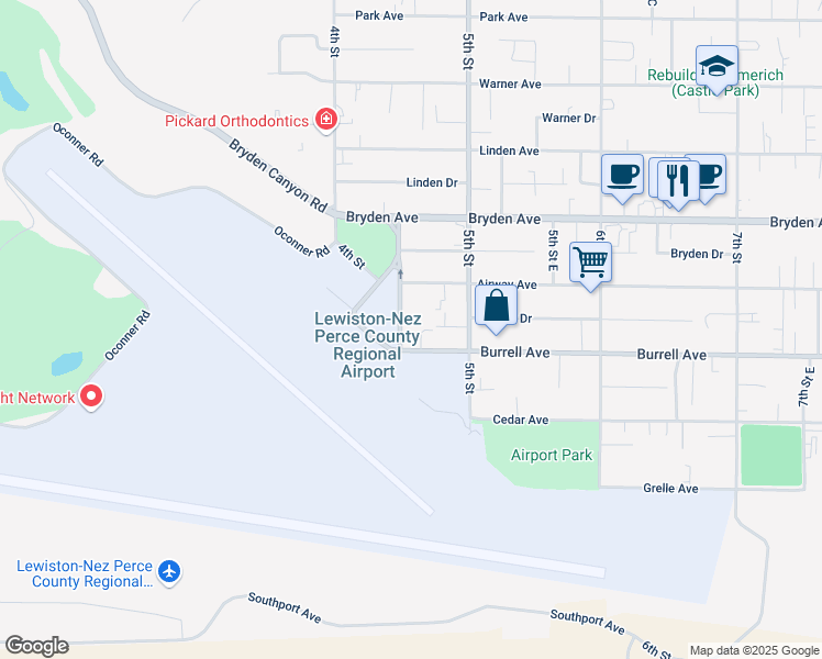 map of restaurants, bars, coffee shops, grocery stores, and more near 428 Burrell Avenue in Lewiston