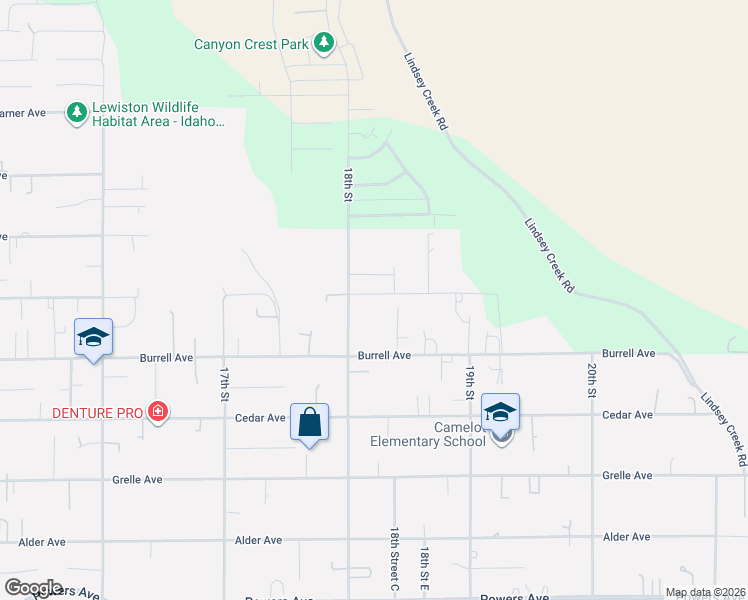 map of restaurants, bars, coffee shops, grocery stores, and more near 1810 Airway Avenue in Lewiston