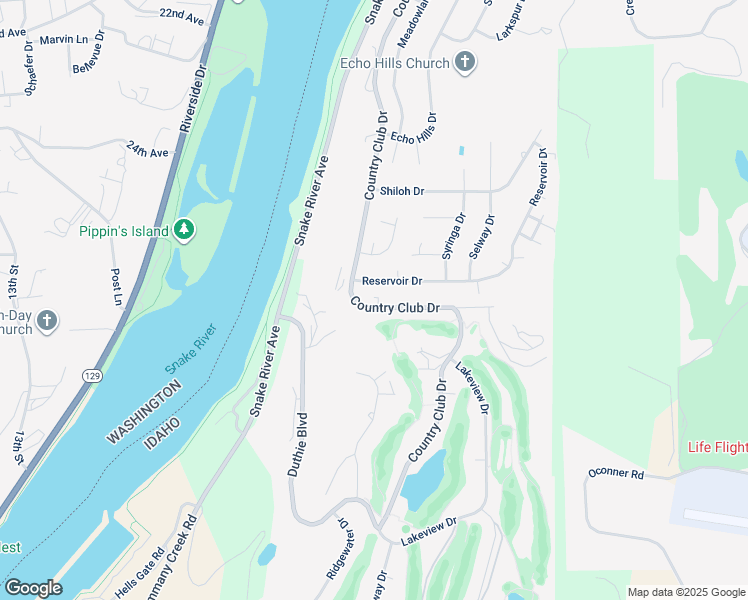 map of restaurants, bars, coffee shops, grocery stores, and more near 3545 Country Club Drive in Lewiston