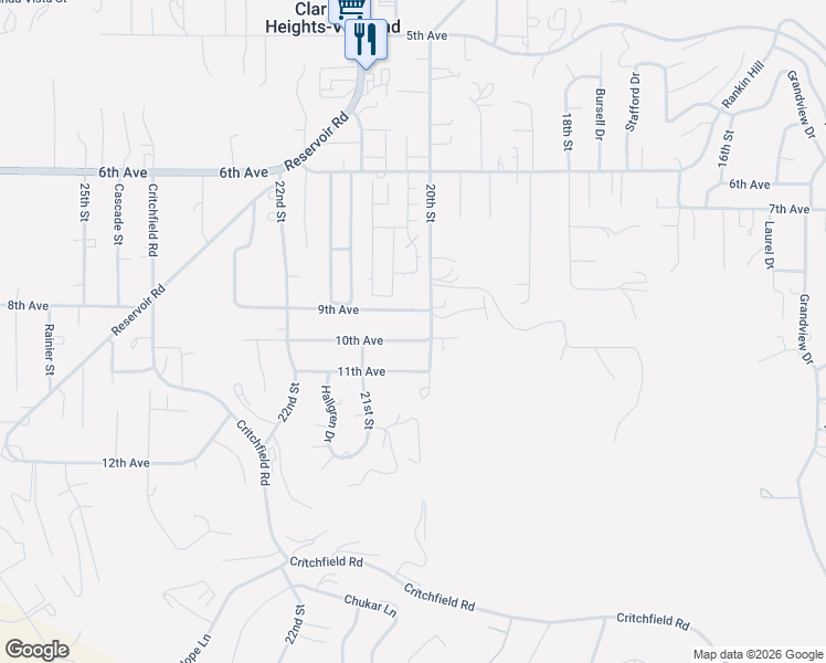 map of restaurants, bars, coffee shops, grocery stores, and more near 2019 9th Avenue in Clarkston