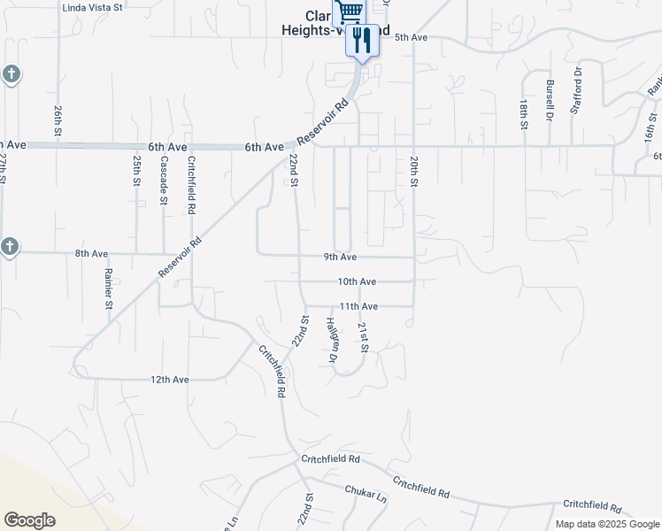 map of restaurants, bars, coffee shops, grocery stores, and more near 2155 9th Avenue in Clarkston