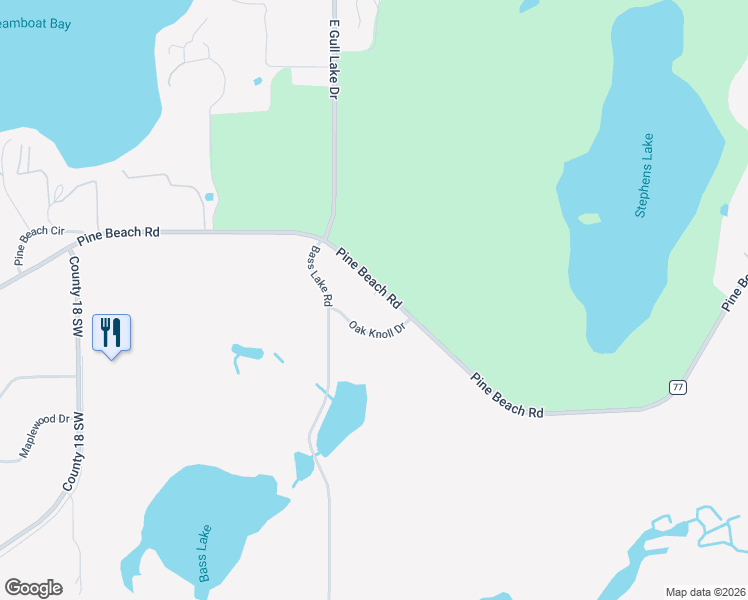map of restaurants, bars, coffee shops, grocery stores, and more near 1191 Pine Beach Road in Brainerd