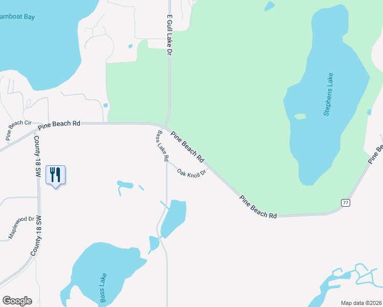 map of restaurants, bars, coffee shops, grocery stores, and more near 1191 Pine Beach Road in Brainerd