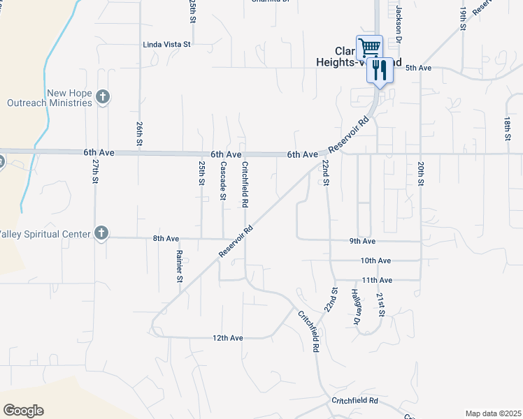 map of restaurants, bars, coffee shops, grocery stores, and more near 2334 Reservoir Road in Clarkston