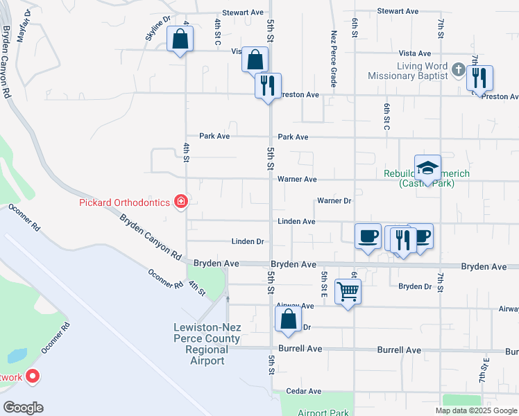 map of restaurants, bars, coffee shops, grocery stores, and more near 3314 5th Street in Lewiston