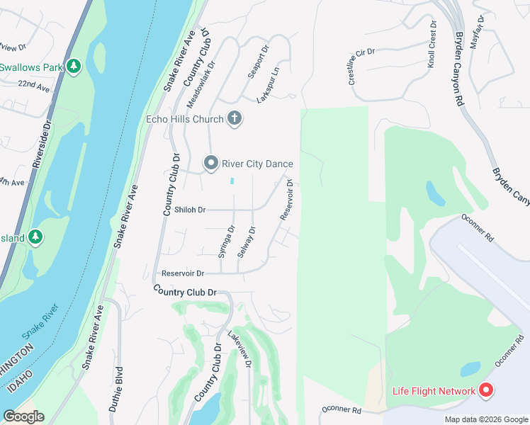 map of restaurants, bars, coffee shops, grocery stores, and more near 3437 Selway Drive in Lewiston