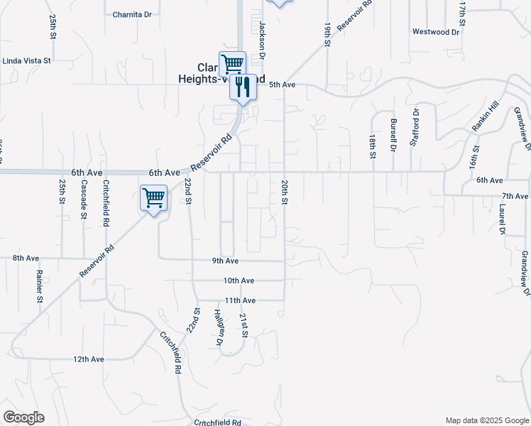 map of restaurants, bars, coffee shops, grocery stores, and more near 2015 6th Avenue in Clarkston