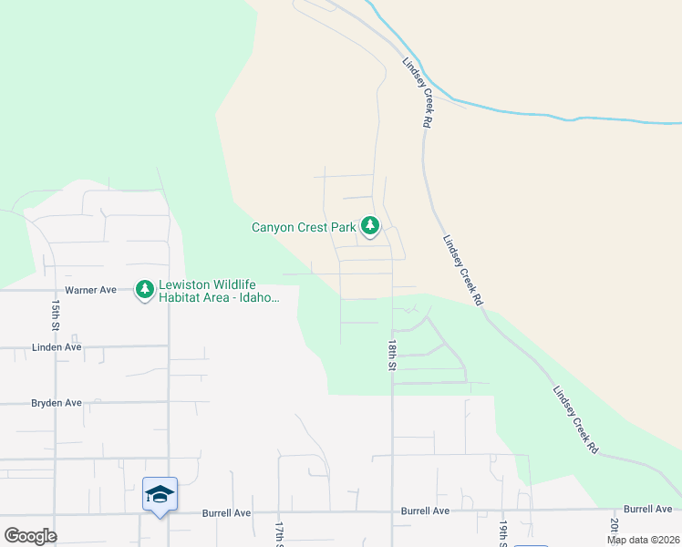map of restaurants, bars, coffee shops, grocery stores, and more near Parkridge Way in Lewiston