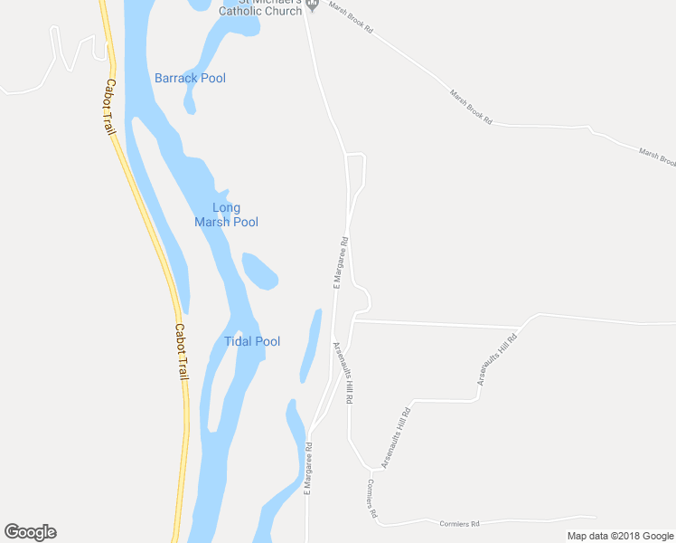 map of restaurants, bars, coffee shops, grocery stores, and more near East Margaree Road in Inverness County