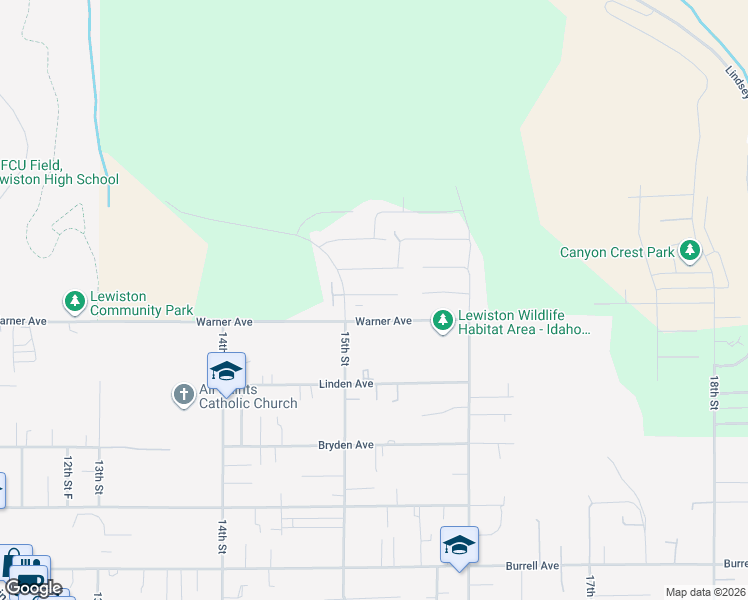 map of restaurants, bars, coffee shops, grocery stores, and more near 1510 Westview Court in Lewiston