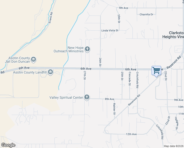 map of restaurants, bars, coffee shops, grocery stores, and more near 2607 27th Street in Clarkston