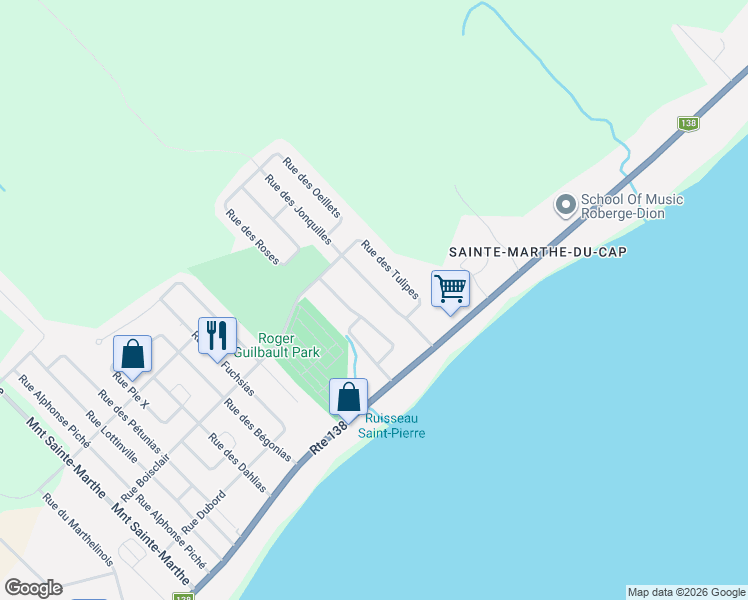 map of restaurants, bars, coffee shops, grocery stores, and more near 75 Rue des Jonquilles in Trois-Rivières