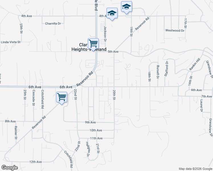 map of restaurants, bars, coffee shops, grocery stores, and more near 2013 Linden Street in Clarkston