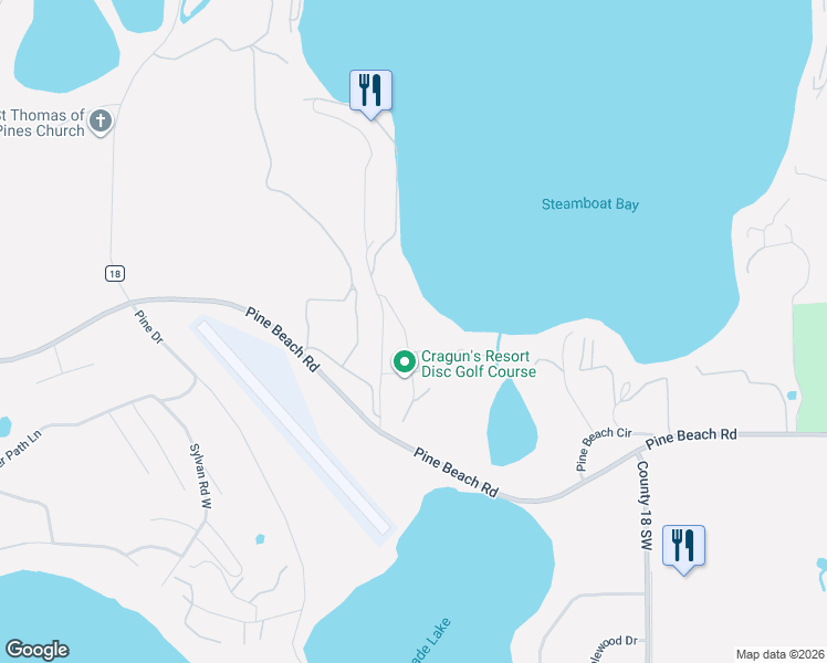 map of restaurants, bars, coffee shops, grocery stores, and more near 11540 Craguns Drive in Brainerd