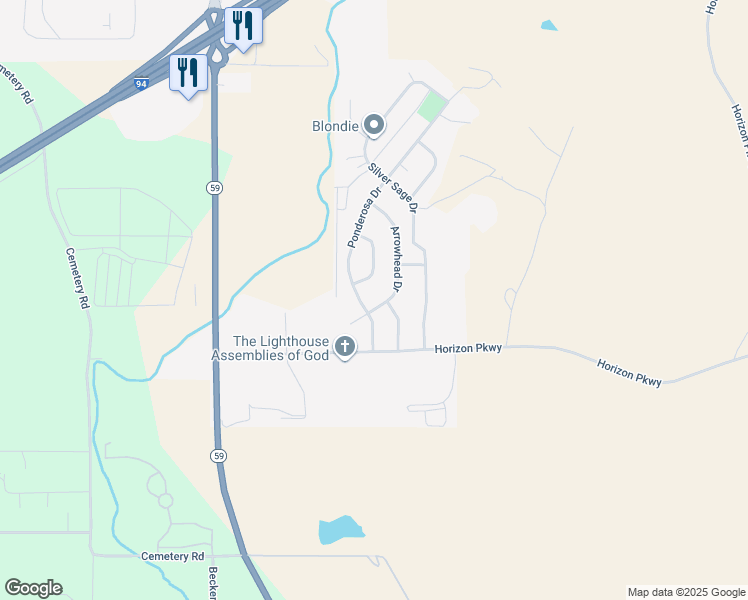map of restaurants, bars, coffee shops, grocery stores, and more near 105 Arrowhead Drive in Miles City