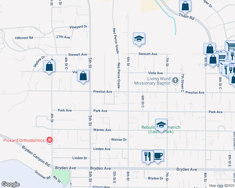 map of restaurants, bars, coffee shops, grocery stores, and more near 532 Preston Avenue in Lewiston