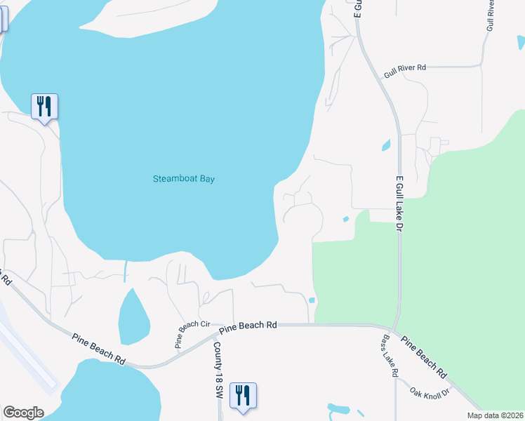 map of restaurants, bars, coffee shops, grocery stores, and more near 1363 East Pointe Drive in East Gull Lake