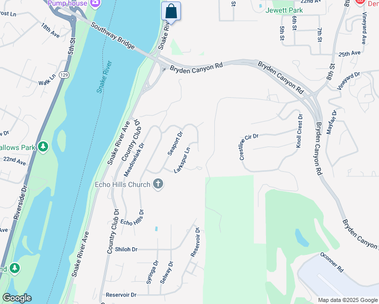 map of restaurants, bars, coffee shops, grocery stores, and more near 221 Larkspur Lane in Lewiston
