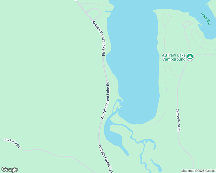map of restaurants, bars, coffee shops, grocery stores, and more near Autrain Forest Lake Road in Au Train