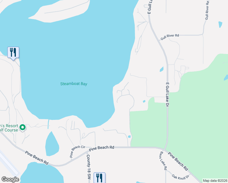 map of restaurants, bars, coffee shops, grocery stores, and more near 1363 East Pointe Drive in East Gull Lake
