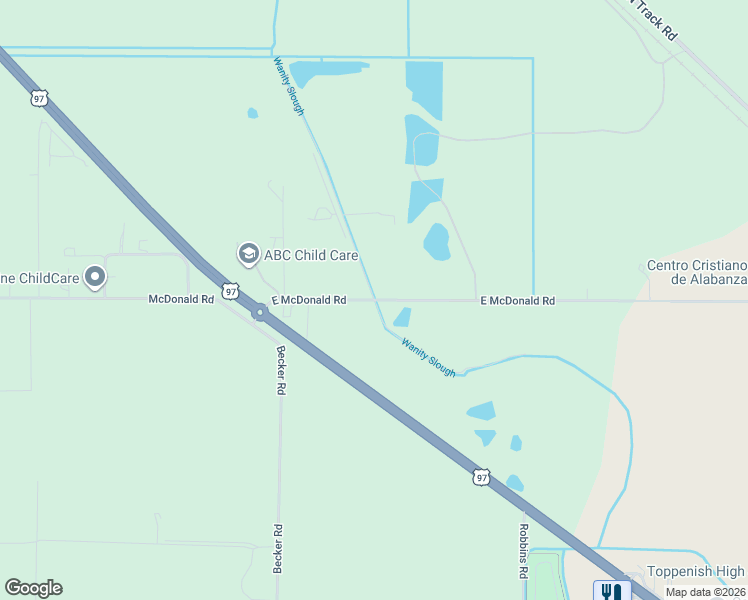 map of restaurants, bars, coffee shops, grocery stores, and more near 230 East McDonald Road in Toppenish
