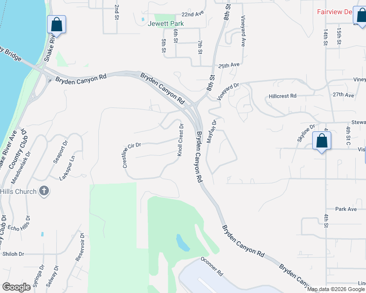 map of restaurants, bars, coffee shops, grocery stores, and more near 405 Crestline Circle Drive in Lewiston