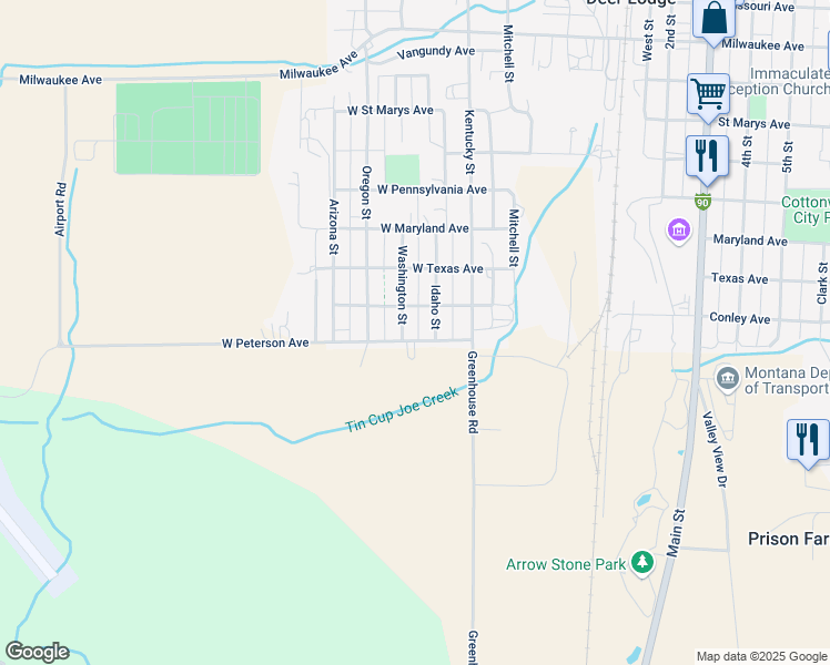 map of restaurants, bars, coffee shops, grocery stores, and more near 1202 Idaho St in Deer Lodge