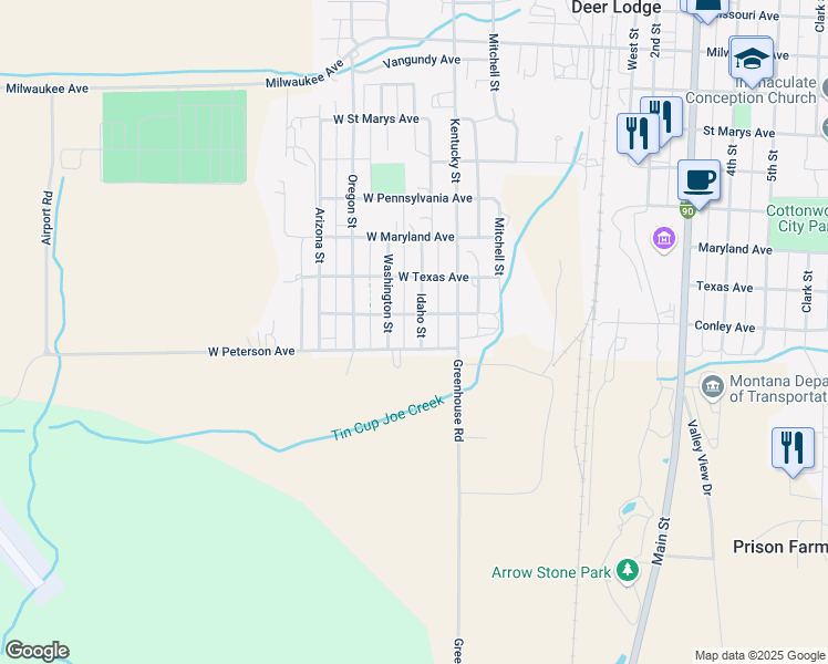 map of restaurants, bars, coffee shops, grocery stores, and more near 1202 Idaho Street in Deer Lodge