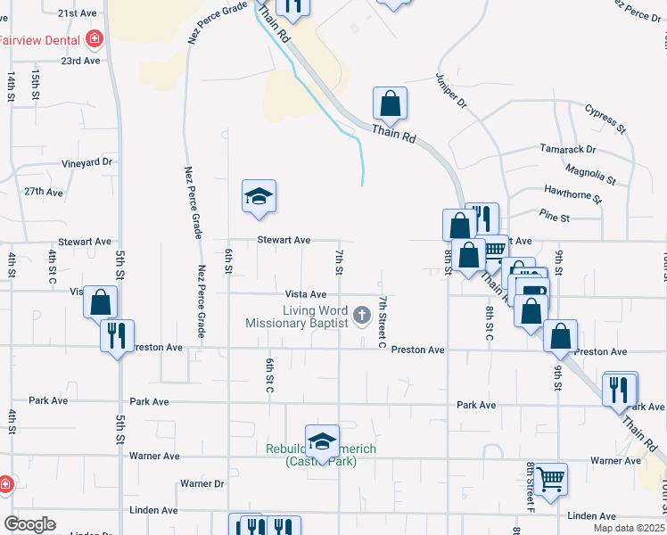 map of restaurants, bars, coffee shops, grocery stores, and more near 3112 7th Street in Lewiston