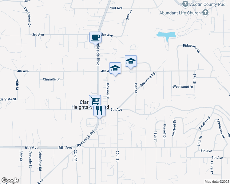 map of restaurants, bars, coffee shops, grocery stores, and more near 1945 4th Avenue in Clarkston
